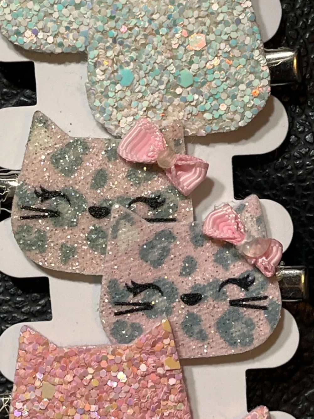 Claire’s Glitter Cat Hair Clips Set of 6 | Pink Gray White | NWT